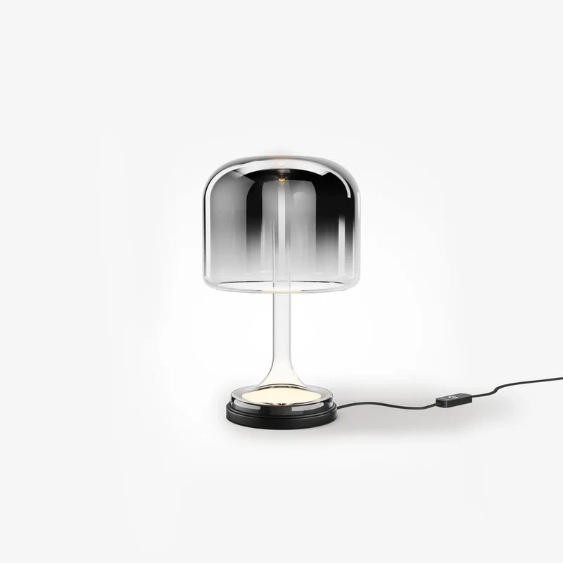 Lampe de chevet noire en verre