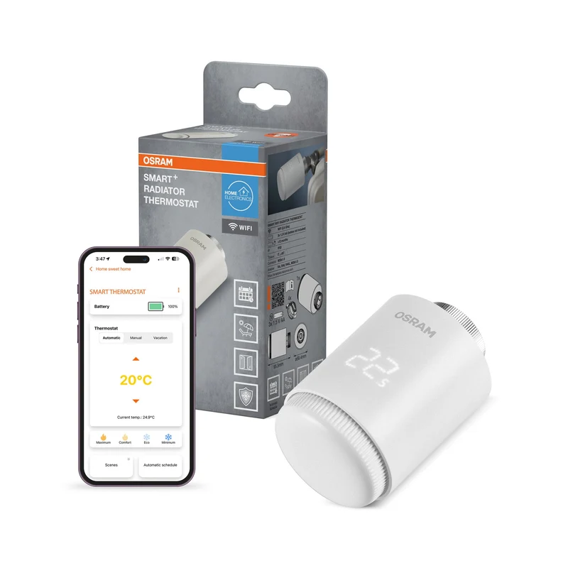 Thermostat de chauffage OSRAM SMART+ WIFI 2e génération, 4.5V, blanc